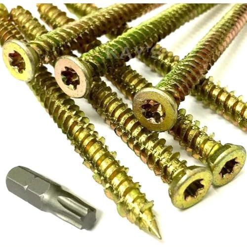 Masonry Concrete Screws, 7.5 x 70 mm, Window Door Frame Fixing, 12-Pack, Yellow Zinc