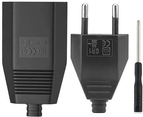 MejaRizon 2 Stück Euro Stecker Flach, Eurokupplung Flach, 250V,2,5A Stecker 2 Polig, Eurostecker Flach, Europäische Flach Stecker, Stromstecker(Schwarz)