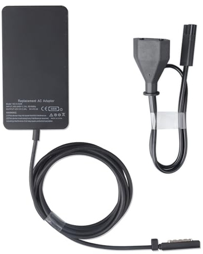 WoskjXas 12V 3.6A 48W Chargeur Compatible avec Microsoft Surface Pro 1, Pro 2, Surface RT, Surface RT 2 10.6 Pouces avec Connecteur USB et Câble de Charge