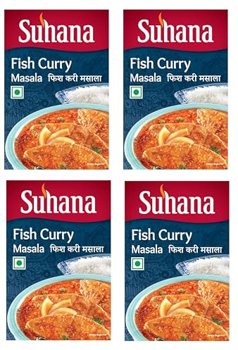 Suhana Spices Mix Powder (Box) - Curry Masala Recipe Mixes Casserole Seasoning Herbs - Simplifies & Speeds Up Cooking Process (Pack of 4, Suhana Fish curry masala 100g)
