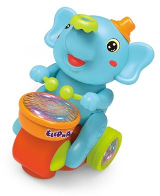 THINCAN Sensorisches Entwicklungs Elefant Schlagzeuger Musikspielzeug Für Kleinkind Mit Musik Und Blinkendem Leichten Kinder Bildungsspielzeug