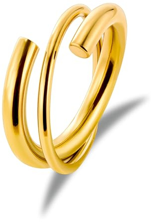 ALEXCRAFT Anelli Acciaio Inossidabile Donna Uomo 14K Oro Placcato | ALEXCRAFT Anelli Acciaio Inox Placcato Oro 14K Ipoallergenici Resistenti Regalo Coppia Festa