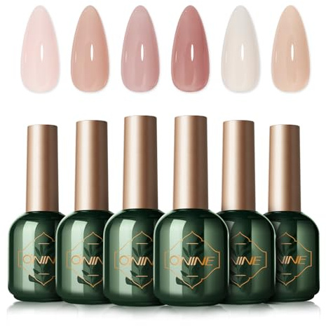 ONINE 3-Free Gel Nail Polish Set-6Pcs 10g Nude Pink Series,Jelly UV/LED Gel Hema & TPO & Di-Hema Free,Long Lasting Without Pungent Odor,Nail Art Design Manicure for Professional, Salon & Home Use