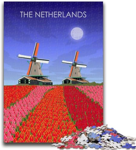 Puzzle mit 1000 Teilen für Teenager, Geschenke: Die niederländische Windmühle, geeignet für Kinder ab 14 Jahren, Familienspiele, tolle Geschenke für die ganze Familie (Größe 38x26cm)