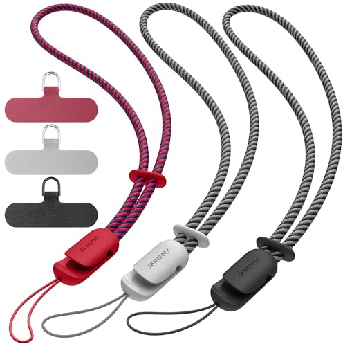 SURPHY 3-pack telefonarmband med mobiltelefonflik, mobiltelefonsnodd, telefonrem med 2-färgsflätad, handledsband
