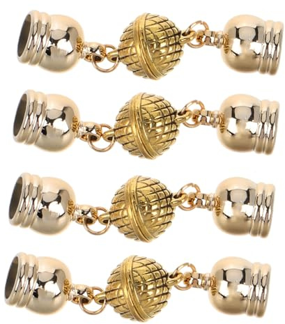 Parliky 4 Pcs DIY Clasps for Jewelry Necklaces and Scarves Secure Fastening Buckles Quick and Easy Jewelry Making Accessories Versatile Use for and Hijabs Gold Tone