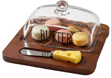 Soporte para mantequilla con tapa – Mantequera hermética para encimera o frigorífico, recipiente de madera duradero con tapa de | Mantiene la mantequilla para cocina, comedor y mesa de