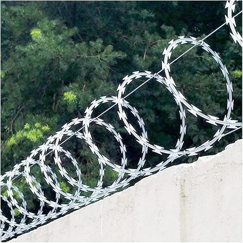 Kanduo Alambres de púas Alambre de púas con hojas de afeitar, bobina en espiral, alambre de acero galvanizado, protección for jardín exterior, 10 m