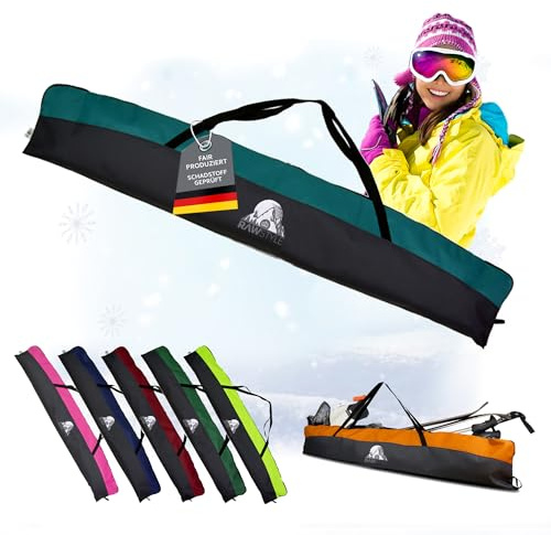 BambiniWelt by Rafael K. Skitasche - wasserdichte Ski-Bag - Ski-Cover mit robusten Reißverschlüssen - Logoprint Skiaufbewahrung mit Tragegriff und Spanngurte - für Ski & Bindung