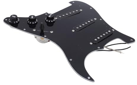 Dilwe SSS Loaded Pickguard Ensemble de Micros à Bobine Unique Précâblés pour Guitare électrique de Style ST Plaque à Gratter en Alliage d'aluminium ABS avec Installation à 11 Trous Contrôle Facile