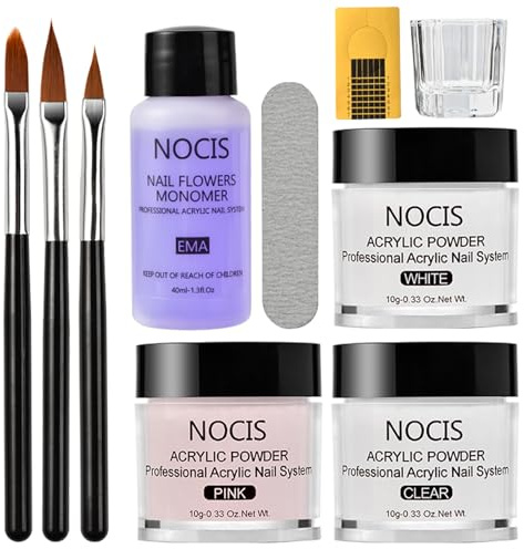 Cygmophing NOCIS Kit per unghie acrilico Polvere acrilica Set liquido acrilico Nail art Polvere di cristallo Monomero liquido con penne per unghie Forme per unghie per unghie