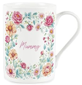 Purely Home Tazza da tè/caffè in porcellana Bone China, con motivo floreale, idea regalo per la festa della mamma