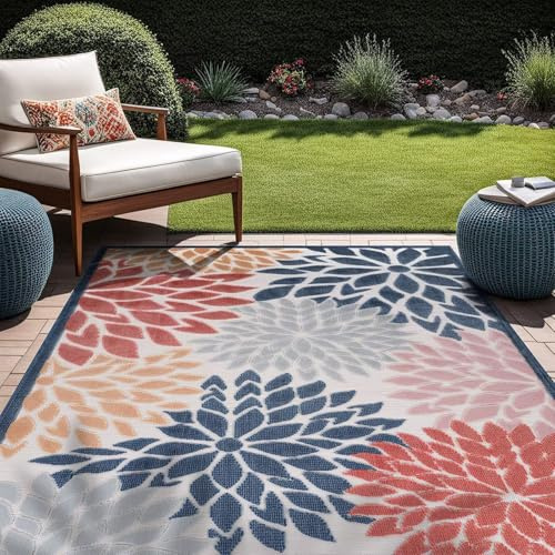 ZIBENE Tapis Exterieur Resistant Pluie Terrasse XXL, Tapis ExtéRieur Camping Car, Tapis Terrasse Exterieur ImperméAble Facile d'entretien Tapis De Jardin Exterieur Fond AntidéRapant