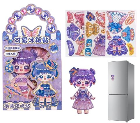 Anziehpuppe mit Magnet – Premium-Papier, 18 x 10 cm, Fantasiespiel, fantasievolles Anziehspielzeug mit Magnet, kreatives 3D-Kombinationsset für Kinder