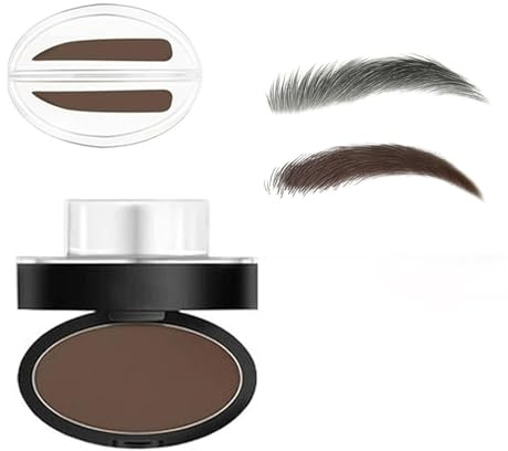 Ensemble de tampons à sourcils,résistant à la transpiration,outil de définition des sourcils pour femme,Personnalisez rapidement la forme des sourcils pour les débutants (Dark Brown, Straight)