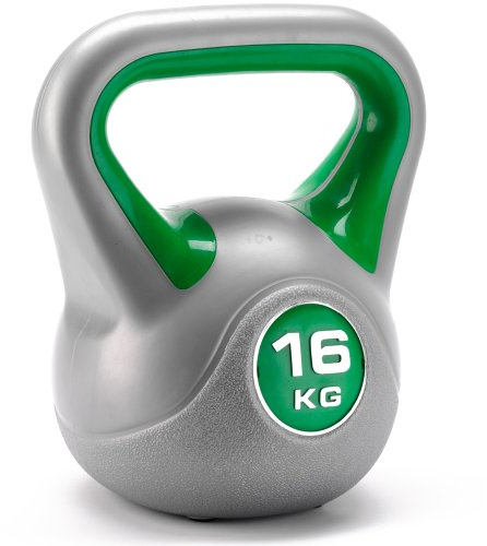 York Fitness Vinyl Kettlebell 16 kg - Home Gym Equipment Perfekt für Bodybuilding Gewichtheben Training Kettleball