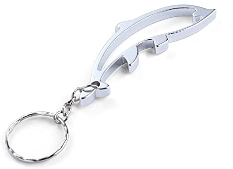 Komonee Dolphin Bottle Opener Key Chain Metal Aquatic Animal Novelty Sea Life Keyring