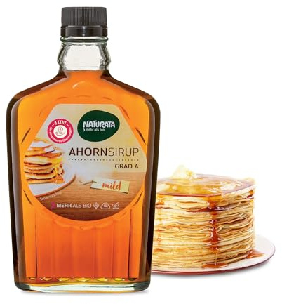 Naturata Bio Ahorn-Sirup Grad A 375 ml | mild & hell | Kanadischer Ahorn-Sirup aus Quebec | 100% Fair produziert | Ideal für Pancakes & Desserts