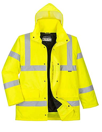 Portwest S461 Atmungsaktive Warschutzjacke Viele Taschen Innere Brusttasche | Gelb, L, EN ISO 20471 Klasse 3, UPF 40+, 300D Oxford Polyester, Verdeckte Handytasche, Langarm, Reißverschluss, Wasserdicht