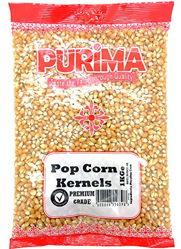 Popping Corn 1kg - Popcorn Kernels for Popcorn Machine Maker or Oil Pan Popped – Add Your Flavouring / Seasoning – Perfect Cinema Style Movie Night Homemade Pop Corn Seeds Kernel - PURIMA - 1 kg