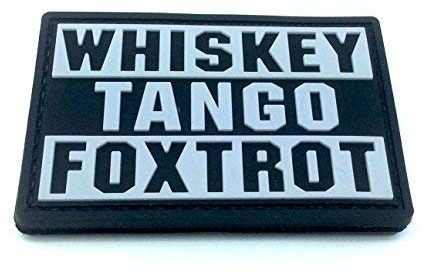 Patch Nation Whiskey Tango Foxtrot WTF Schwarz PVC Airsoft Paintball Klettverschluss-Flecken Klett