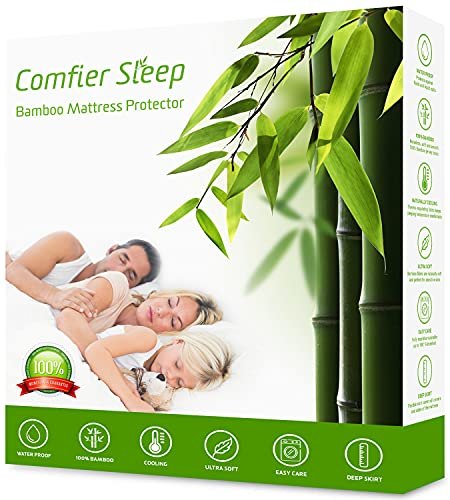 Deep Cooling Bamboo Mattress Protector 150x200cm – 100% Bamboo – Soft Breathable Cover Mattress Protector King Size