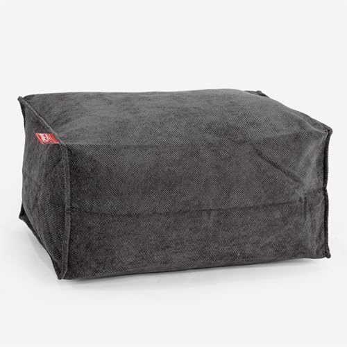 Lounge Pug Kleiner Fußhocker Pouf, Waffelgewebe Schiefergrau, Sitzpouf, Pouf Sitzsack Hocker Wohnzimmer