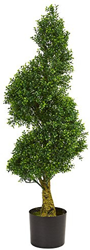 NearlyNatural Artificial, Uv Resistant 4' Spiral Boxwood Tree (Indoor/Outdoor) Green