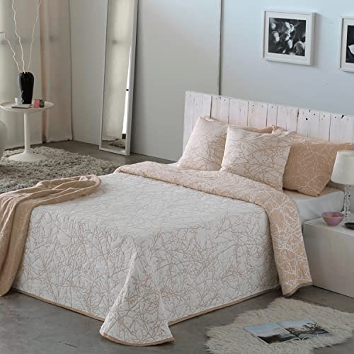 VIALMAN Colcha Bouti Ligera Sofia 18 para Cama de Matrimonio de 150 cm | Tamaño Colcha 250 x 270 cm, Color Beige