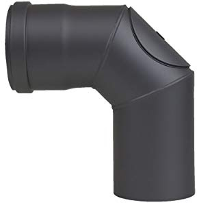 LANZZAS Pelletrohr Bogen 90° 2x abgewinkelt - Durchmesser 80 mm - Farbe: schwarz-metallic - mit Reinigungsöffnung