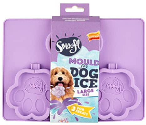 Smoofl Moule à glace en silicone pour chien, glace à faire soi-même comme délicieuse collation végétalienne pour le refroidissement en été, grand moule pour faire 3 glaces pour grands chiens, violet