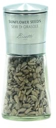 Bisetti Falx Seeds Macinasemi di Girasole Tappo Acciaio Inox Made Italy Vetro, Inossidabile, Argento/Trasparente