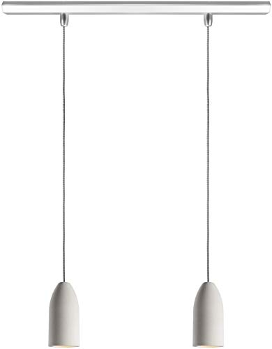 Buchenbusch urban design Beton Deckenlampe 2 flammig light edition, Küchenlampe hängend mit Textilkabel Schwarz-Weiss, Hängelampe Esstisch