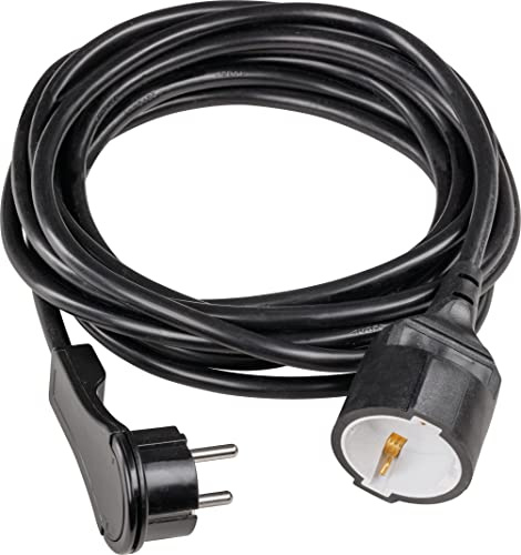 as - Schwabe Verlängerungsleitung 5 m mit Flachstecker - Verlängerungskabel mit Schutzkontaktstecker & Schutzkontaktkupplung - für den Innenbereich - extrem flach - 230V, 16A - IP20 - Schwarz, 50522