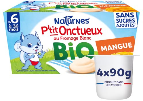 NaturNes - P’tit Onctueux BIO au Fromage Blanc et Mangue 6 Mois 4 x 90g