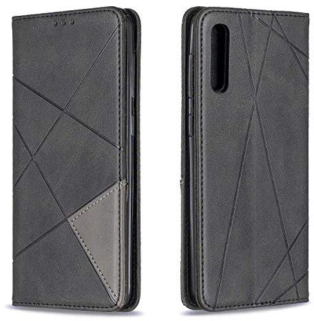 Posanter Kompatibel mit Samsung Galaxy A50 Hülle, Handyhülle Samsung A50, PU Leder Brieftasche Klappbar Handytasche Schutzhülle Klapphülle(Schwarz)
