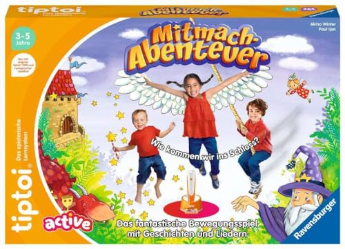 Ravensburger tiptoi Active Spiel 00130, Mitmach-Abenteuer, Bewegungsspiel ab 3 Jahren, mit Geschichten, schönen Liedern und lustigen Reimen