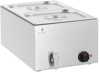 Royal Catering RCBM_GN1/2 Bain-marie Chauffe-plat Bain-marie professionnel 600 W 2 x GN 1/2 Robinet De Vidange