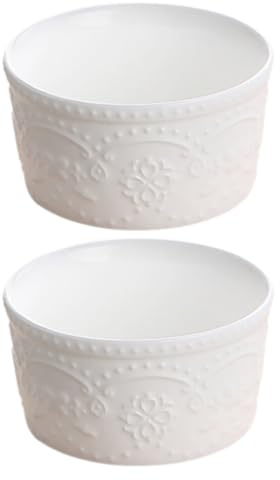 Cabilock 2Er Set Keramik Backschalen 3.15 Zoll Runde Puddingschälchen Für Küche Backen Soufflé Dessert Snacks