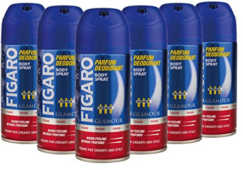 Figaro Deodorante Uomo, Body Spray Fragranza Glamour, Antiodore ad Azione Prolungata - 6 x 150 ML