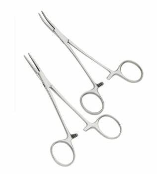 Pinzas de bloqueo de pelo para orejas de mascotas, pinzas de bloqueo de acero inoxidable para perros y gatos (curvadas de 15 cm)