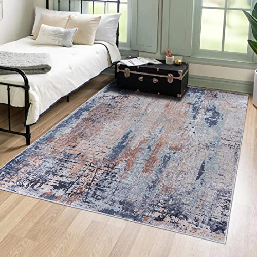 Mazovia Teppich Wohnzimmer 140x200cm Creme Anthrazit Abstrakt Stilvoll | Teppich für Schlafzimmer Esszimmer Büro Beige Rutschfest Maschinenwaschbar Wetterfest Pflegeleicht Tierfreundlich Kurzflor