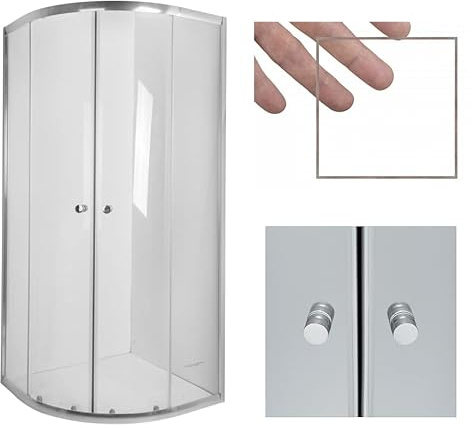 BADLAND Duschkabine Halbrund 90x90 180cm Vitoria Duschabtrennung Transparentes Glas 4mm