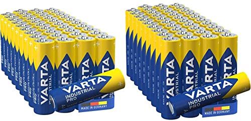 VARTA Industrial Batterie AA Mignon Batteria Alcaline LR03, Pacco da 40 & Industrial Batterie AAA Micro Batteria alcaline LR03 - Pacco da 40, Made in Germany, imballaggio ecologico