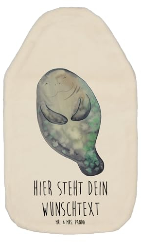 Mr. & Mrs. Panda Personalisierte Wärmflasche Seekuh Happy - Weiß