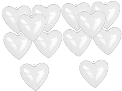 HOMSFOU 12 Pezzi Scatola d'amore Trasparente Decorazioni Cuore Ornamenti in Plastica Trasparente Decorazione in Vetro Sfera Riempire Palle Di Natale Palla Ornamento Di Natale