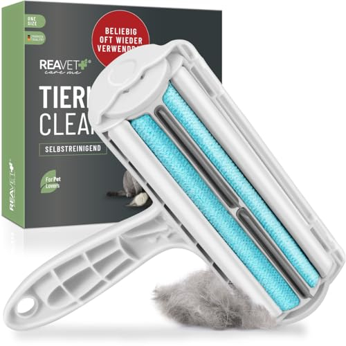 ReaVET Tierhaarentferner Fusselroller für Hundehaare Tierhaare entfernen, Katzenhaarentferner, Haarroller Flusenentferner Haustiere, Hundehaar & Katzenhaar Entferner auf Kleidung, Tierhaar Entfernung