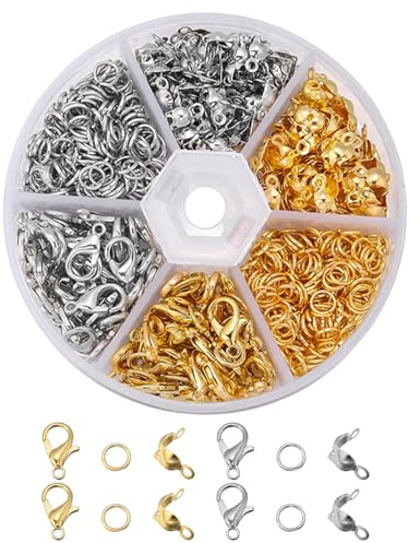 GROVL 460pcs Lobster Clasps Set for Jewelry Making Kit,with Open Jump Rings Connectors and Closures Clasps, Accessory Set with Plastic Case for DIY Earring Bracelet Necklace Jewelry Crafts Making