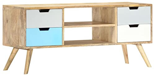 ARKEM TV-Schrank 110×35×48 cm Massivholz Mango Fernseher Tisch Modern Tv Schrank Hoch