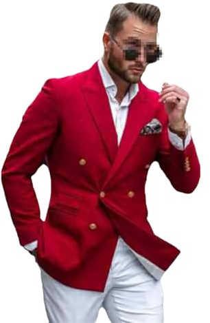 Dvbfufv Blazer Doppiopetto da Uomo Cappotto da Matrimonio Sposo con Risvolto Cappotto Completo Blazer Casual Abito Testimoni, Rosso, XXL